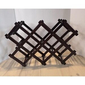 Vintage Wood‎ Accordion Folding Wine Rack 10 Bottle Capacity Dark Brown Espresso